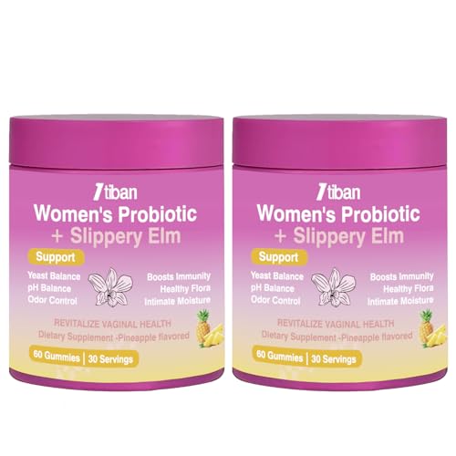 Image of Feminine Vaginal Probiotics Gummies, Supports pH Balance & Digestive Health, Slippery Elm for Women, Suagr-Free, Veagn, Pineapple Flavor, 120 Count