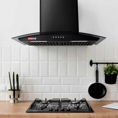 Image of 60 cm 1250 m /hr Wall Mounted Kitchen Chimney (SLEEK BK 60, Push Button, Baffle Filter, Black) - 7 Years Motor Warranty | Proudly Made in India (Push Button, Baffle Filter)