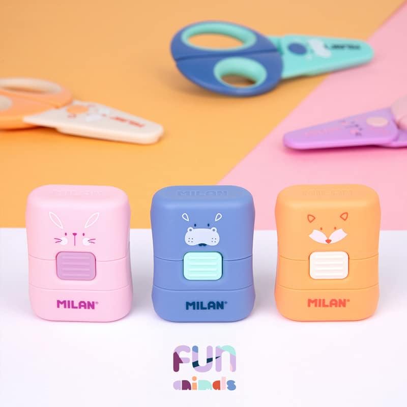 MILAN Funny Animals ® Special Series 16 Rubber Display Box with Compact Brush