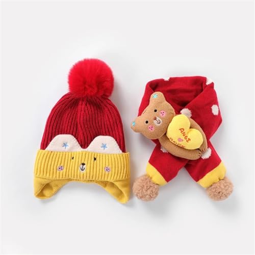 2 in 1 Girls Boys Winter Warm Knitted Thermal Fleece Lining Cartoon Dinosaur Hat Scarf Neck Warmer Scarf Set3