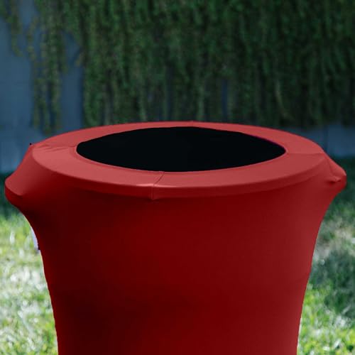 LA Linen Stretch Spandex Trash Can Cover 55-Gallon Round,Red, Microfiber Polyester, 73.66 x 91.44 x 0.05 cm - Image 3