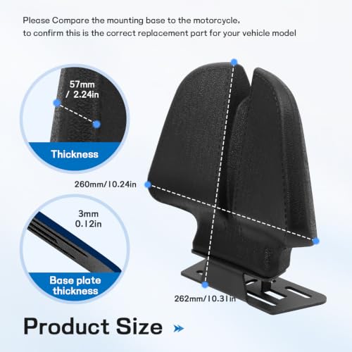 Image of Mokuo C-Shape Motorcycle Backrest - Universal Easy-Mount Base, Comfortable Body-Hugging Support with PU Foam, Fits ATV Scooter Cruiser Moped & Bike Luxury Double Humpta type