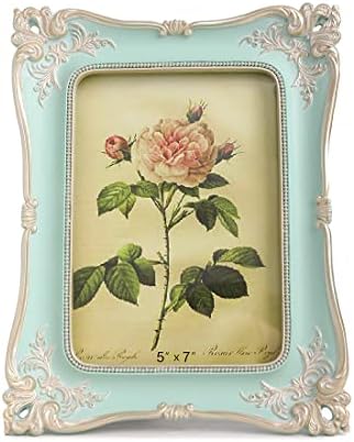 SIKOO Vintage Picture Frame Cottage Picture Frame 5×7 French Country Decor Vintage Home Decor,Tabletop and Wall Mount with High Definition Glass Front,Wall Art Photo Gallery, Green