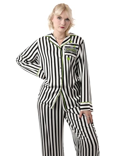 Pyjama rayé pour femme noir et blanc ensemble de vêtements de nuit à manches longues