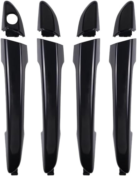 1 Lot 4 Doors Exterior Door Handle Black Compatible with Hyundai Sonata 2015-2019