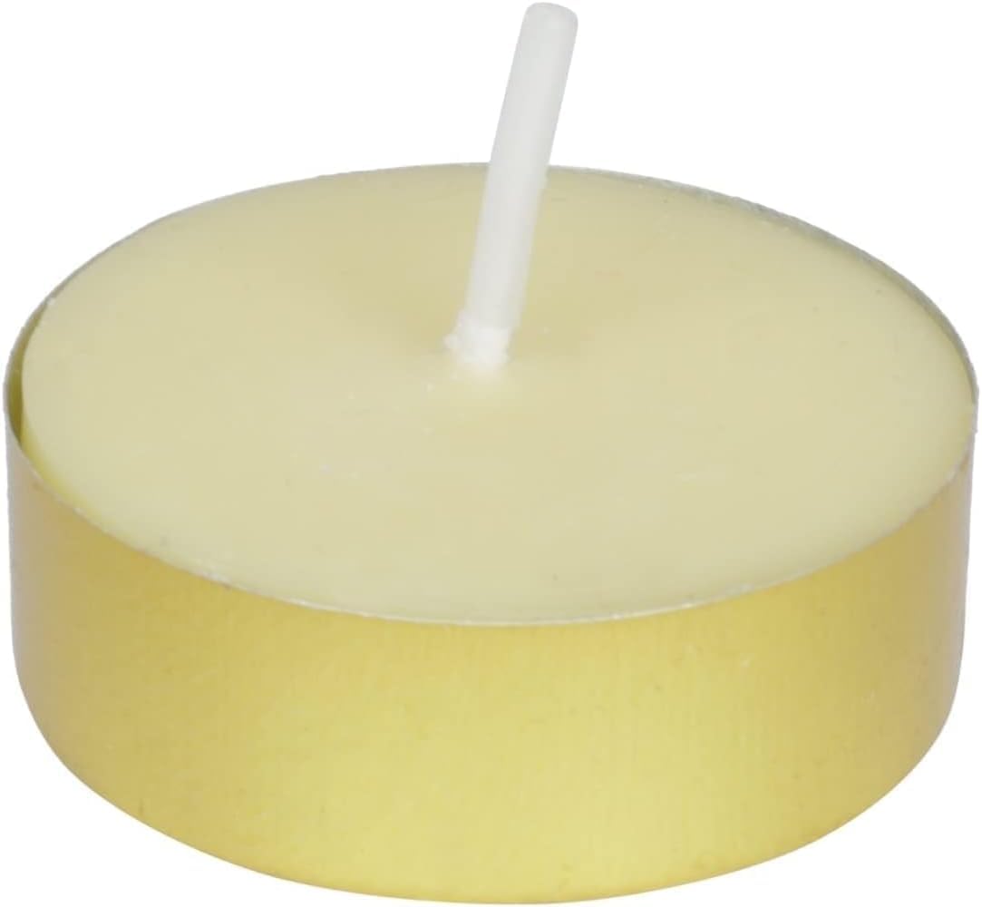 Welburn Veda&Co™ Confezione da 50 candele tealight al burro di burro di burro di burro chiarificato, fino a 4 ore di combustione, candele al burro chiarificato, senza paraffina, per meditazione
