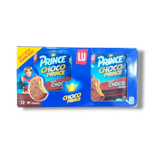 Image of Lu Choco Prince Chocolate Biscuits 12 x 28.5 g  (342g), Chocolate Cream Filled Sandwich Biscuits, Crunchy Biscuit Snack Packs for Kids & Adults, Individually Wrapped Imported Sweet Treat