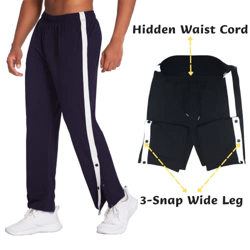 Deyeek Men's Basketball Warm-Up Pants Open Bottom Loose Fit Athletic Sweatpants Wide Leg Jogging Lightweight Sweat Pants Navy Blue #TOP2