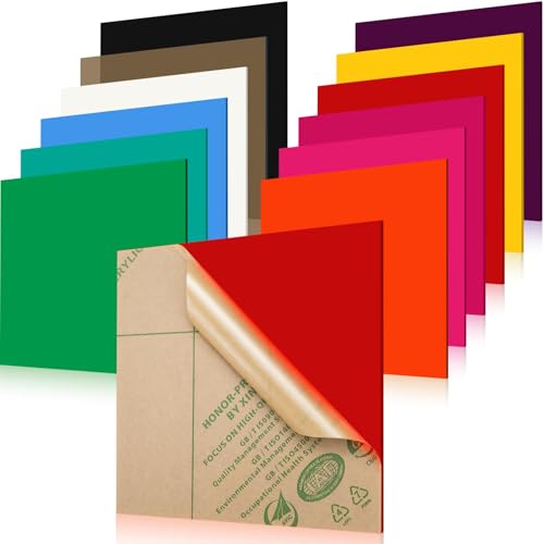 12 Pièces Feuilles Acryliques Colorées 30 x 30 cm, Panneaux en Acrylique Opaque 3 mm, Plaques Plastique Découpe Laser pour DIY, Décoration Maison, Gravure,...
