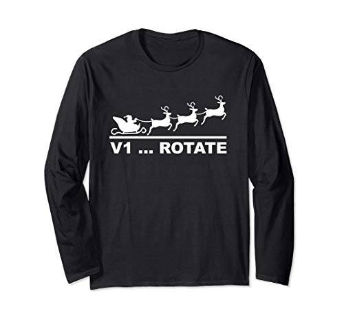 Santa Take Off Sleigh V1 Rotate Funny Pilot Christmas Gifts Long Sleeve T-Shirt