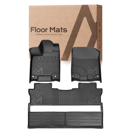 Image of Floor Mats & Floor Liners Custom for 2017-2026 Honda Ridgeline Crew Cab, TPE Automotive All Weather Cover Protection Waterproof Black Front & Rear Row Full Set Car Mats, 3PCS
