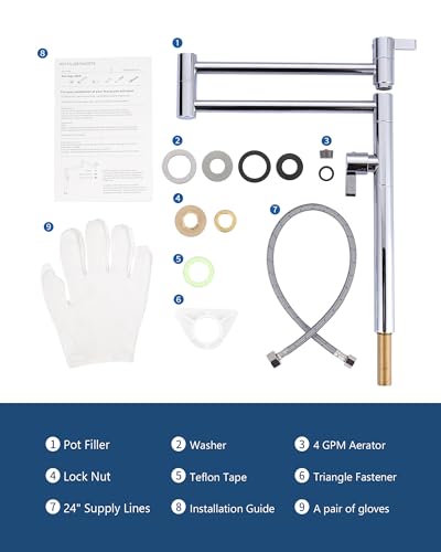 Robinet de poêle extensible ARCORA en laiton massif chromé à double joint