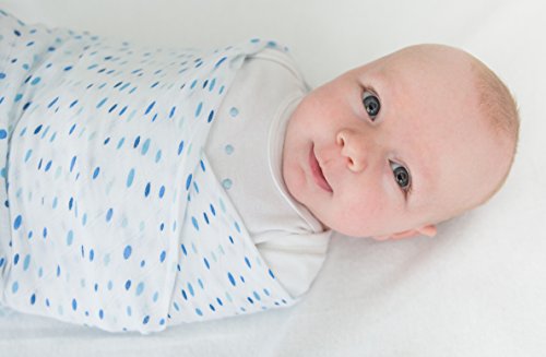 Image of Amazing Baby Silky Swaddle Muslin Blankets, Set of 2, Bamboo Viscose, Drops and Dots, Blue