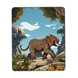 Tappetino per mouse personalizzato disegnato a mano con elefante, design unico per giochi e ufficio, stampa a colori, base in gomma antiscivolo, perfetto per computer portatili e scrivanie
