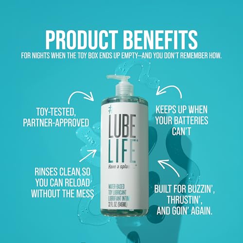 Image of LUBELIFE Water Based Toy Lube, Personal Lubricant, Safe for Toys 32 fl oz | Toy-safe water-based glide, non-staining, condom compatible, big bulk refill bottle, body-safe ingredients, refill value size