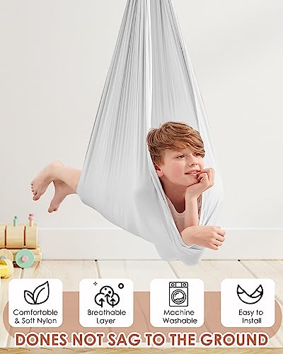 Sensory Swing For Kids And Adults, Uplayteck Special Needs Therapy Swing Indoor Outdoor, Hardware Included, Height Adjustable, Cuddle Ceiling Swing Hammock For Autism, Adhd, Sensory Processing Disorde #TOP1