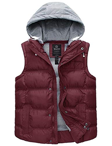 Wantdo Women's Slim Puffer Vest Sleeveless Warm Winter Jacket Wine Red Small
