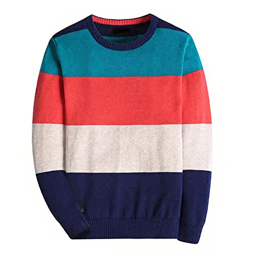 BASADINA Boys' Long Sleeve Sweater Pullover 100% Cotton Multicolor Stripe Sweaters
