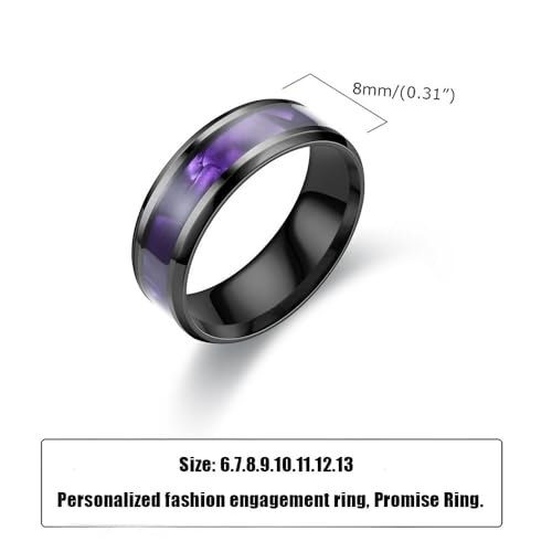 Custom Engraved Couples Promise Rings - Purple & Blue Titanium His & Hers Wedding Bands, CZ Engagement Ring for Her, Size 5-133
