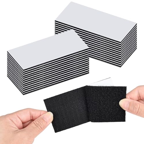 30 Pcs Hook and Loop Strip Tape, 2 × 4 Inch Velcro Patches Double Sided Sticky Pads Self Adhesive, Strong Heavy Duty Adhesive Strips for Home & Office Use (Black)