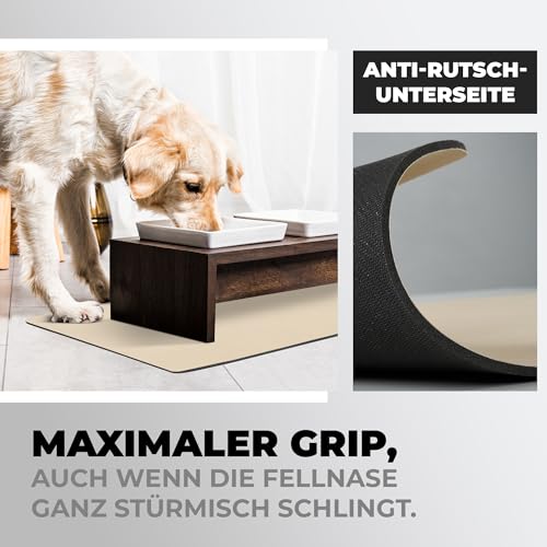 Miggo® Premium Napfunterlage [saugfähig & rutschfest] Katzen Zubehör | Napfunterlage Hund Katze Katzenmatte Futtermatte Katzen | Schuhmatte Hundenapf Unterlage für Futter, Wasser, Brunnen | Kunstleder