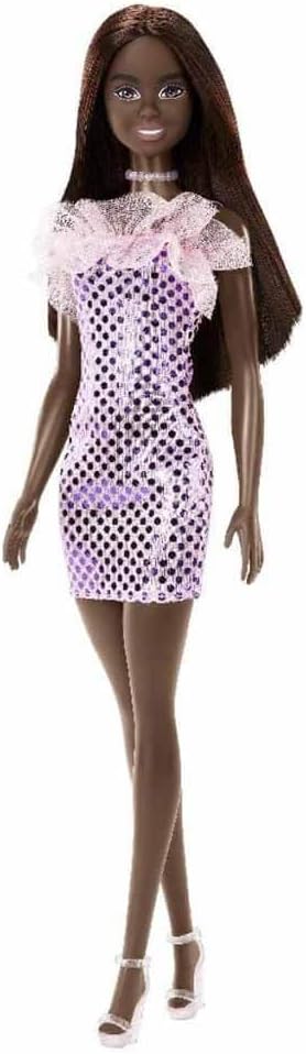 Barbie® Doll, Kids Toys, Dark Brown Hair, Pink Metallic Dress, Trendy Clothes and Accessories, Gifts for Kids​​