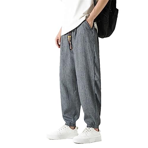 Pantalon de jogging en lin pour vos moments de détente et sorties estivales en gris