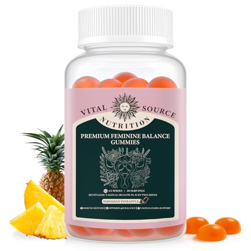 Premium Feminine Balance Gummies for Women - Vital Hawaiian Pineapple pH Balance Probiotic Gummies for Source Odor and Flora Wellness, Immune Support, Vegan, 60 Count