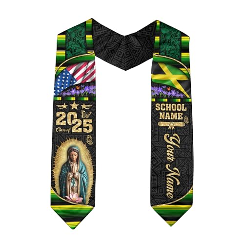 VATANAS Custom Jamaican Graduation Sash, Customized Jamaica Graduation Stole 2025, Class Of 2025, Jamaican American Flag 2