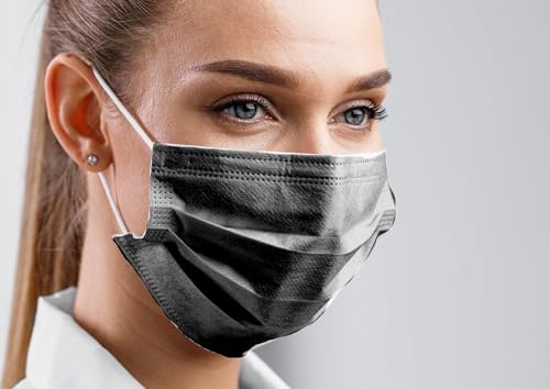 Protector bucal médico tipo IIR | mascarilla quirúrgica | 50 piezas | BFE  98% | EN14683:2019 | Certificado CE (Negro)