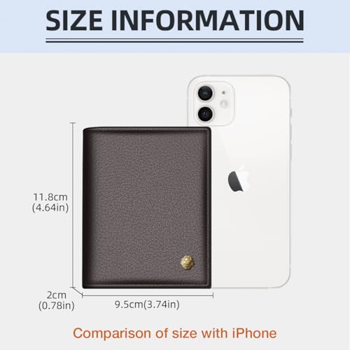 LAORENTOU Wallet for Men Genuine Leather Bifold Stylish Wallet with ID Window Credit Card Holder (dark brown)2