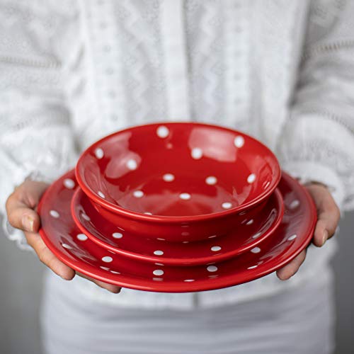 City To Cottage Keramik Teller 20 Cm – Handbemalt Mit Polka Dots In Schwarz-Weiß, Spülmaschinen- & Mikrowellenfest, Vielseitig Als Frühstücks- Oder Snackteller