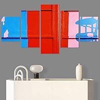 SIGNWIN 5 Panel Canvas Wall Art Abstract Colorful Decorative Elements Modern Artwork for Home Decorations Ready to Hang - 60