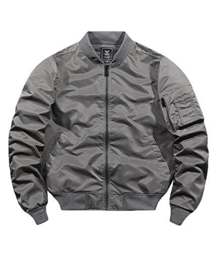 HARGLESMAN Men's Lightweight Warm Bomber Jacket with Zipper Pockets(S-3XL)