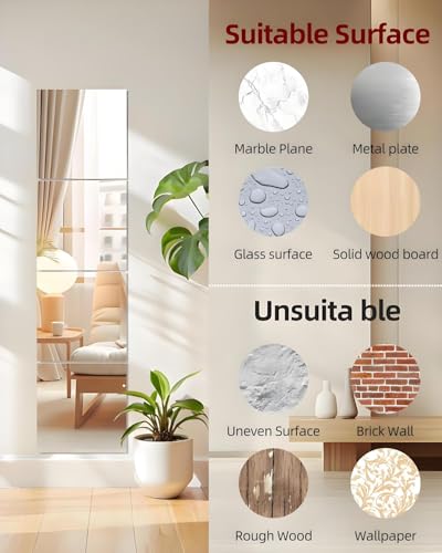 Image of 12 inch x 12 inch 4Pcs Full Square Length Wall Mirror Tiles, Frameless Wall Mounted Mirror Glass Wall Peel and Stick Mirror for Home Gym, Door, Bedroom, Living Room (12 inch x 12 inch-4PCS), White
