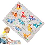 JIEBWCHA Steckpuzzles aus Holz - Feinmotorik lernen Kleinkind Puzzles | Frühe Lernen Stecktafel Steckpuzzles für Kinder Jungen Mädchen