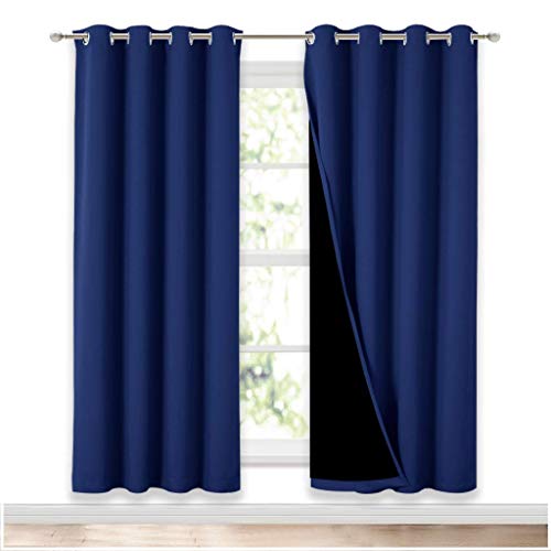 NICETOWN Full Shade Curtain Panels, Pair of Energy Smart & Noise Blocking Out Blackout Drapes for Apartment Window, Thermal Insulated Guest Room Lined Window Dressing(Royal Blue, 52 x 72 inch) by NICETOWN - Used condition - US$23.26