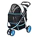 Poussette Safe Pet, Trois Roues, Respirant, Chariot pour Chien, Pliable, Voiture pour Chat, Fournitures pour Animaux (Couleur: Bleu)
