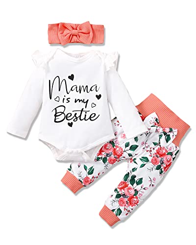 Image of 0 3 6 12 18 Months Newborn Baby Girls Clothes, Toddler Girl Romper Ruffle Stylish Outfits, Babe Pants Clothing Set
