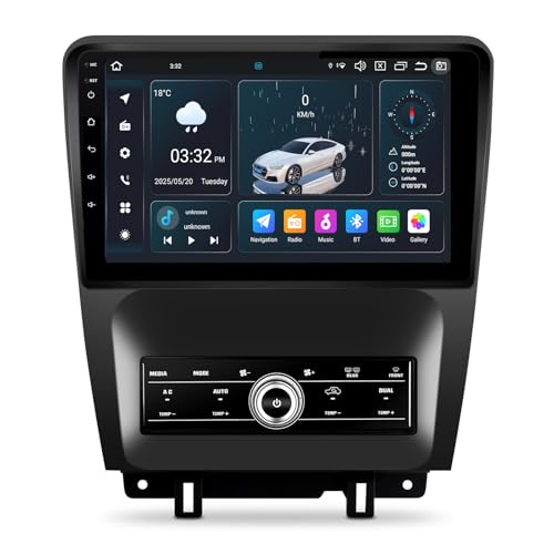 Car Radio Stereo for Ford Mustang 2010 2011 2012 2013 2014 (only Manual AC) Android 14 Carplay & Autoplay 4G LTE WiFi DSP BT SWC 10.1 IPS 720 * 1280P Screen GPS 8-Core 6+64G