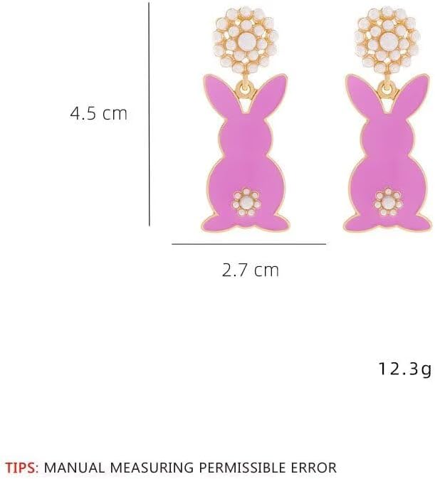 Colorful Easter Bunny Earrings for Women Enamel Funny Rabbit Easter Egg Beaded Dangle Earrings Cute Cartoon Spring Earring Holiday Jewelry - Image 3