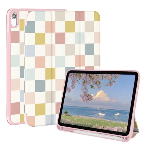 Coque iPad 11 pouces finition damier chic et dos transparent haute clarté