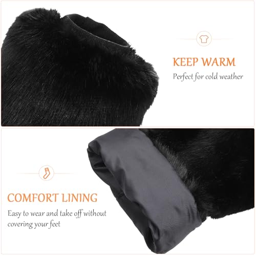 Image of BESPORTBLE Faux Fur Fuzzy Leg Warmers, Furry Boot Covers for Women Warm Fuzzy Boot Cuff Boot Sleeves Leg Warmers for Winter