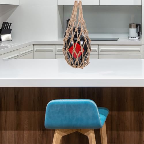 SHINEOFI Porta Botellas de Vino de Macramé de Cuerda de Yute, Red de Malla Agujeros Pequeños para Jarras de 5 Litros, Bolsa de Embalaje Resistente y Adaptable para Transporte - imagen 4