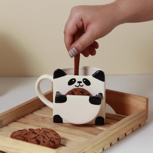 Image of Craftribal Cute Panda Ceramic Mug with Cookie Pocket for Tea, Coffee, Milk, Beverage Lover, Gifting, Girls, Boys, Kids, Friends, Anniversary, Birthday & Loved Ones Capacity (250 ml)