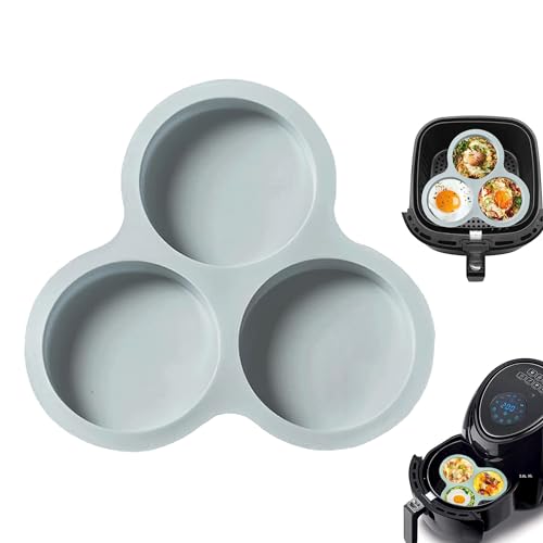 1 Pcs Air Fryer Egg Pan Silicone Air Fryer Egg Mold with 3 Cavity Reusable Egg Maker for Air Fryer for Baking Eggs Omelettes Baking Muffins and Melting Chocolate Butter Heat Pasta