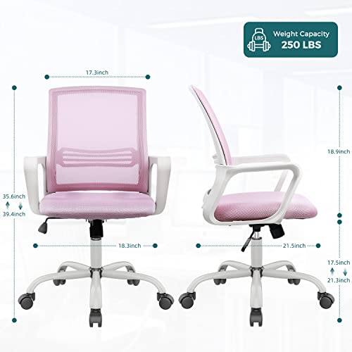 Office Chair Ergonomic Desk Chair Pink Computer Chair Mesh Executive