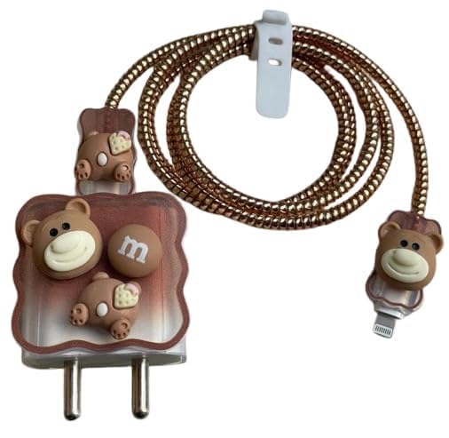 CASENED Case for Apple 20W iPhone USB-C Power Adapter Charger and USB Lightning Cable Protector | 3D Cartoon Design Soft Phone Charging Protective Cover (Tedy-Brown) (B0CX5LPXJG) Amazon Price History, Amazon Price Tracker