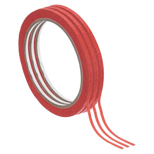 PATIKIL マスキングテープ 0.1" x 22ヤード 3ロール 一般用粘着性ペイントテープ アーツ クラフト ラベル用 レッド