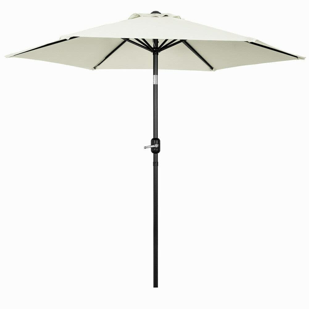 WDSOPK Round Garden Parasol 2.5M Sun Shade Outdoor Crank Tilt Beige Patio Umbrella